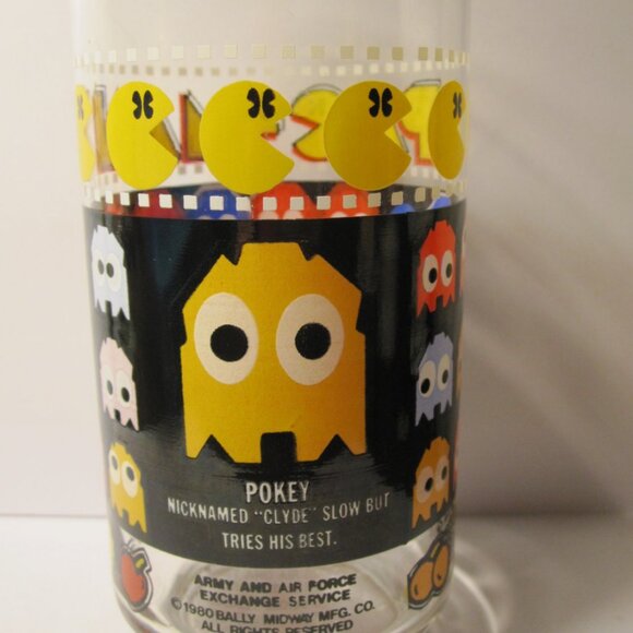 1980 Pac-Man 'Pokey' glass - rare Army & Air Force Exchange Service ed.